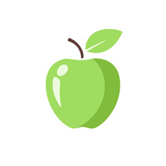 Green apple fruit isolated on white background. Vector illustration.