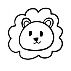 Cute Lion Animal Head Doodle