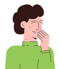 Danger of human viruses concept illustration. Infected boy from monkey flat illustration. Monkeypox