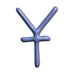 3d chinese yuan currency symbol. Brush stroke doodle. Single element for design