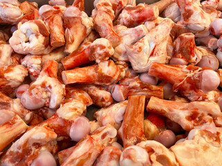Raw pork leg bones in supermarkets