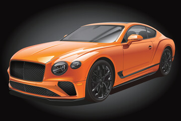 Naklejka premium Luxury Orange Sports Car Vector Illustration