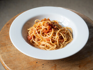 spaghetti with tomato meat sauce