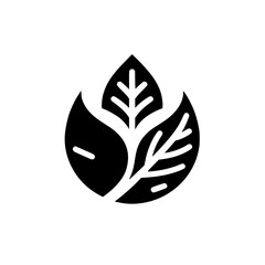 Minimalist Black and White Illustration of Three Intertwined Leaves, Showcasing Clean Lines and Nature's Harmony.