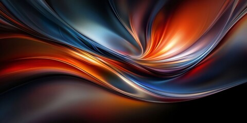 Obraz premium Abstract, Glowing Intertwined Waves with Gradient from Cold to Warm Hues on Black Background
