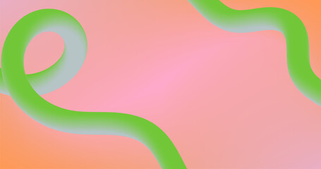 Pink Orange Background and Bright Green Shape Gradient.