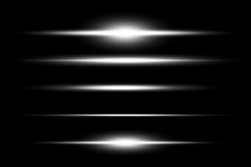 White rays, led lines. Horizontal glare. Vector illustration eps 10.