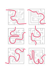 Collection of easy maze puzzle game. Black and white labyrinth business concept. Labyrinth for smart kids and children	
