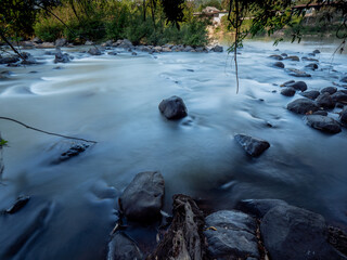 Symphony of Dawn Stream: Aesthetic Long Exposure at Pristine Phitsanulok Rapids