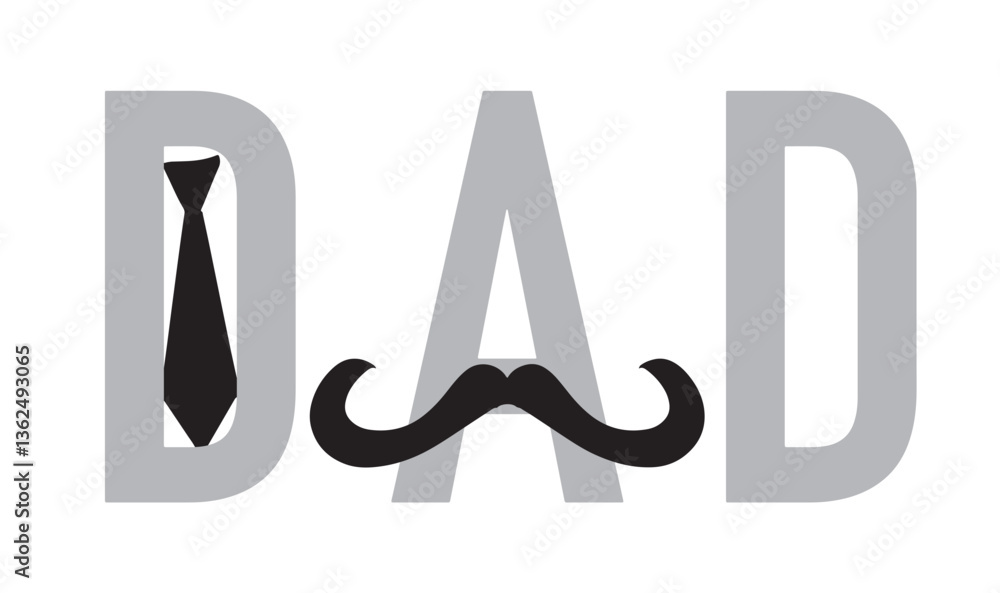 Poster dad text font calligraphy hand necktie lettering script black color object sign symbol happy father 