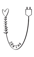 world environment day plug saving leaf plant tree blossom drawing black color sign symbol decoration plug saving object energy power icon cable ecology supply renewable technology business battery art