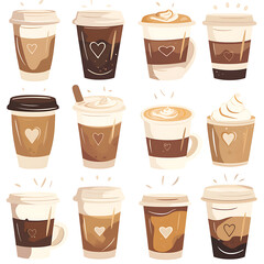 seamless pattern Realistic and artistic illustrations of coffee beans, brewing equipment, coffee cups for background or wallpaper
