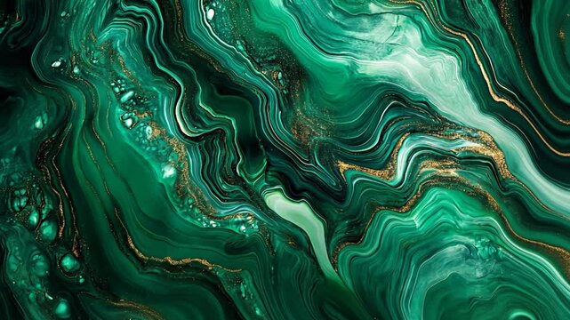 Emerald Serpentine: A Mesmerizing Abstract Green Marble Texture with Golden Veins