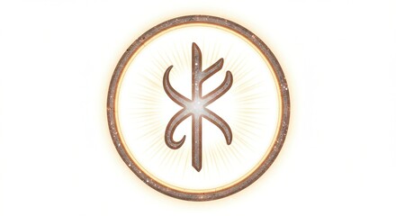 Fototapeta premium Abstract symbol featuring intricate design with glowing edges, set against a plain white background - alchemy air symbol | alchemy symbol
