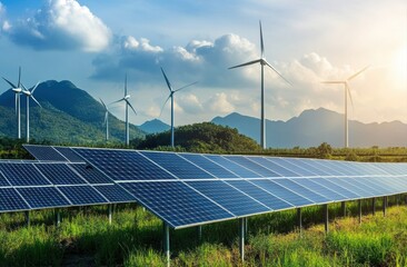 Solar and wind farm providing sustainable energy resources