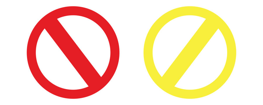Red No Sign General Prohibition Restricted or Forbidden Circle-Backslash Icon Set