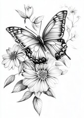 Obraz premium Floral Butterfly Coloring Pages