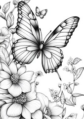 Fototapeta premium Floral Butterfly Coloring Pages