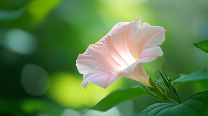 Fototapeta premium 朝露にきらめくピンク色の朝顔