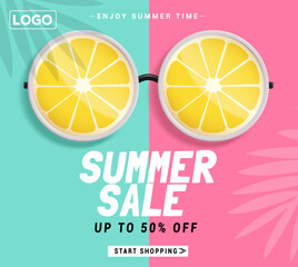 Summer sale poster or greeting, social media post