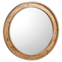 Obraz premium Round mirror with wooden frame isolated on transparent PNG