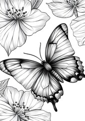 Floral Butterfly Coloring Pages