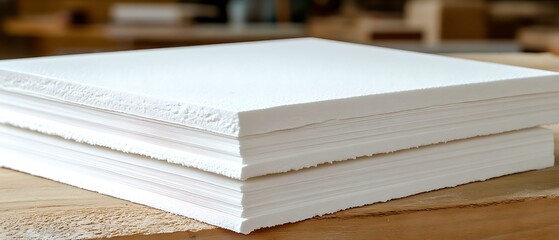 Fototapeta premium Two neat stacks of clean white artist watercolor paper