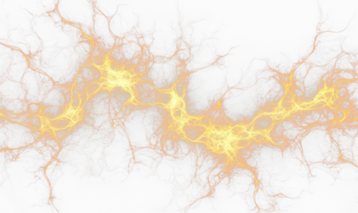 Glowing Laser Beam Path with Fractal Branching Light Design Isolate on Transparent Background, cutout, png