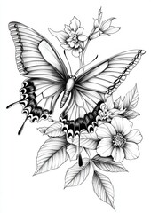 Obraz premium Floral Butterfly Coloring Pages