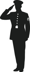 Fototapeta premium Saluting Soldier Silhouette – Memorial Day Vector Illustration