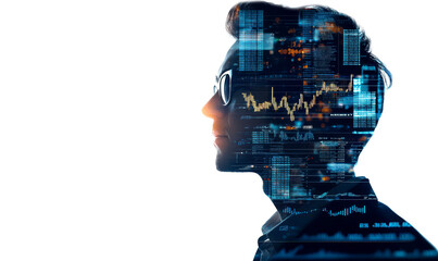 Creative Visual of AI-Driven Market Prediction with Data Overlay Isolate on Transparent Background, cutout, png