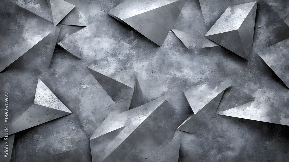Poster a textured, abstract background featuring geometric shapes in shades of gray, creating a modern and 