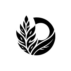 A minimalist black and white logo featuring a stylized leaf and a section of a circle, representing nature and balance, set against a clean white backdrop.