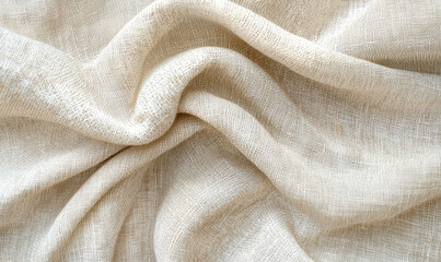 Soft Beige Linen Fabric with Subtle Texture Background
