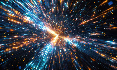 Fototapeta premium Abstract Light Warp Speed Phenomenon with Colorful Refraction Effects Background