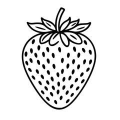 Vector Illustration of a Red Strawberry with Green Leaves and Yellow Seeds in Flat Design