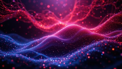Obraz premium Cosmic Wave: An ethereal digital artwork, featuring abstract waves of color that pulsate with energy.