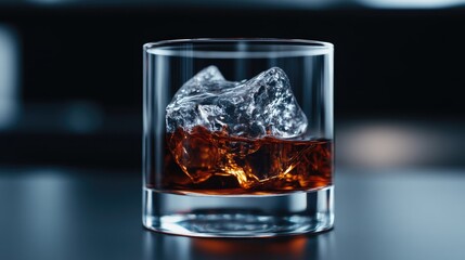 Whiskey tumbler with ice