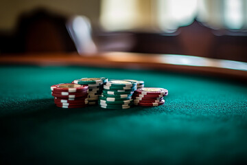 Naklejka premium Casino chips close-up, casino scene