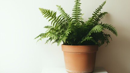 Obraz premium green leaves of beautiful potted fern on white
