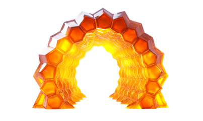 Glowing Honeycomb Portal Scene Isolate on Transparent Background, cutout, png