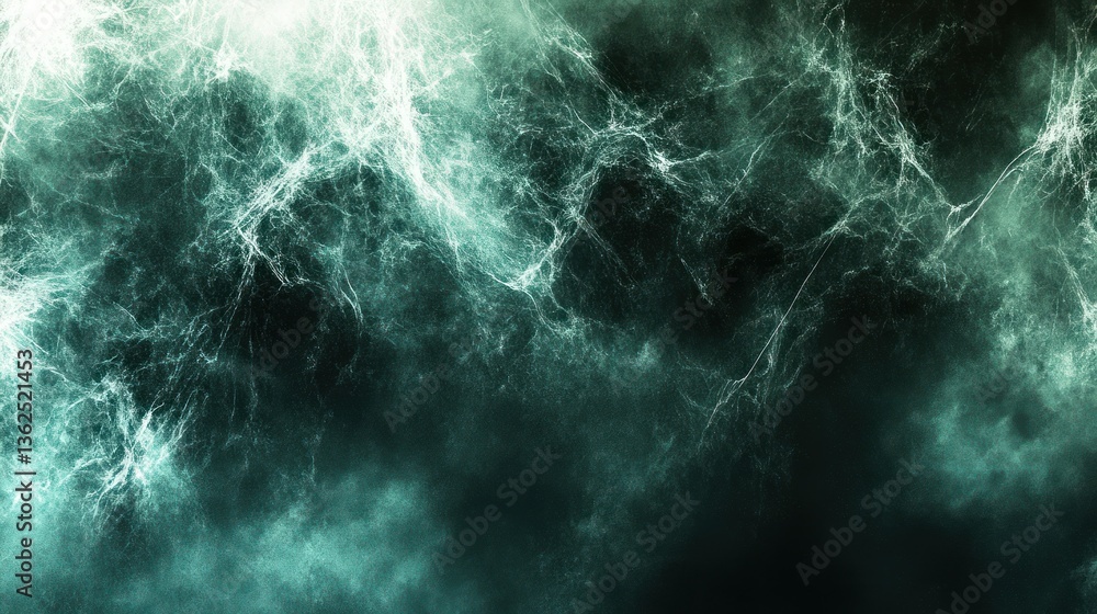 Poster abstract teal and white web-like pattern: a digital art creation