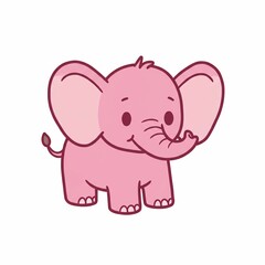 Fototapeta premium Cute pink cartoon elephant illustration.