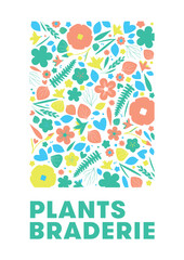 Affiche modèle herbier. Impression faire-part, carte, évènement, publicité, packaging, marque, tissu, décor, tapisserie, sticker, fête des jardins, fête des plantes, salon botanique, exposition