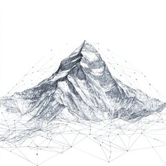 Abstract Mountain Peak: A Digital Topography of Snow-Capped Peaks with Wireframe Geo-location Network