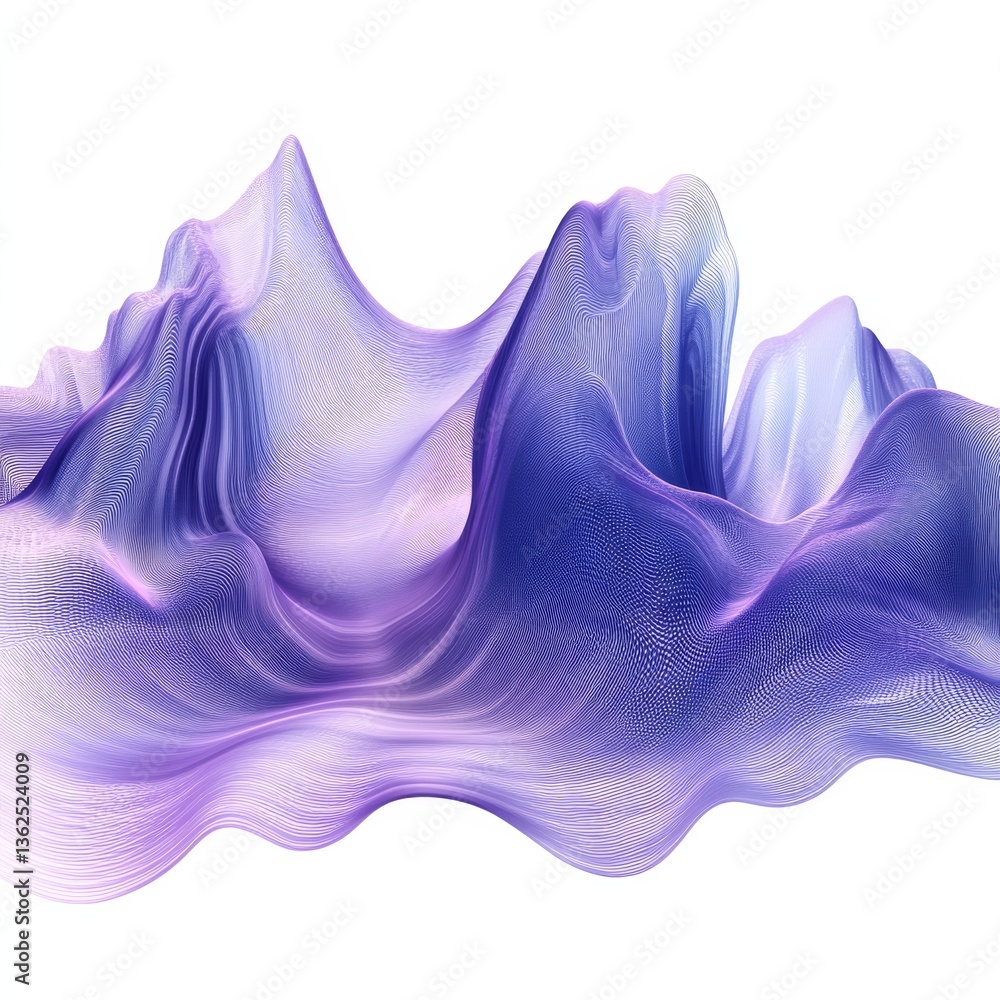 Poster abstract purple landscape: a mesmerizing display of flowing lines and light on a pure white backgrou