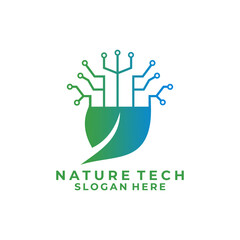 Leaf With Tree Network logo design vector
