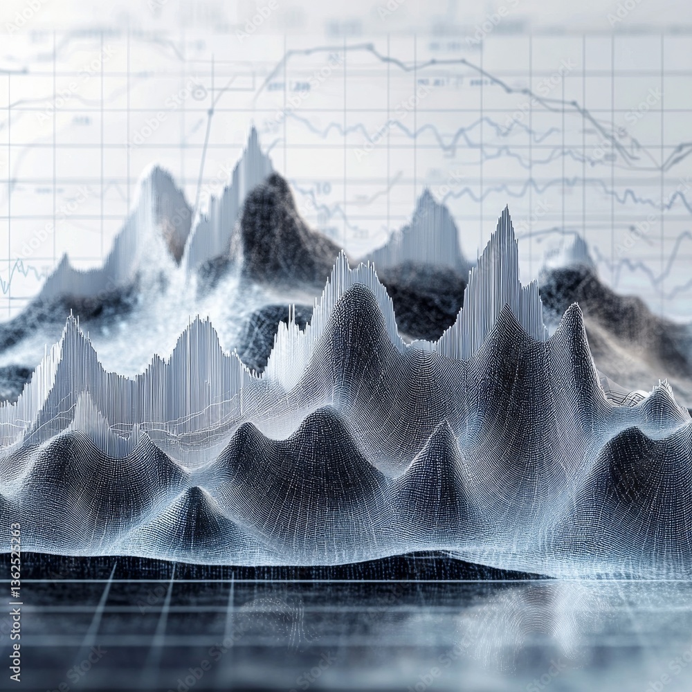 Poster analyzing market trends: a visual representation of stock price fluctuations and data analysis