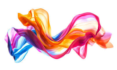 Colorful Flowing Ribbons Isolate on Transparent Background, cutout, png