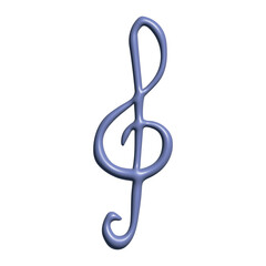Fototapeta premium 3d treble clef . Hand drawn musical symbol. Single element for print, web, design, decor, logo